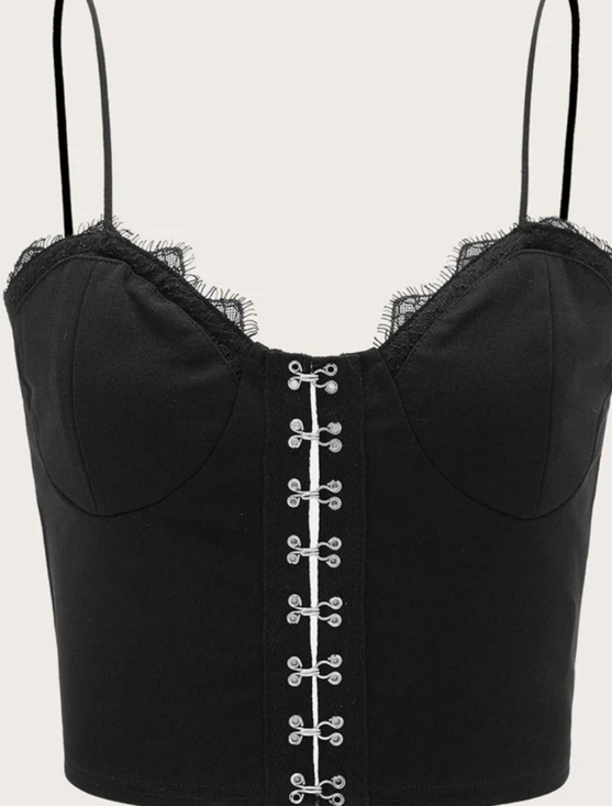 SHEIN Tops - NWOT black hook & eye corset bustier with lace